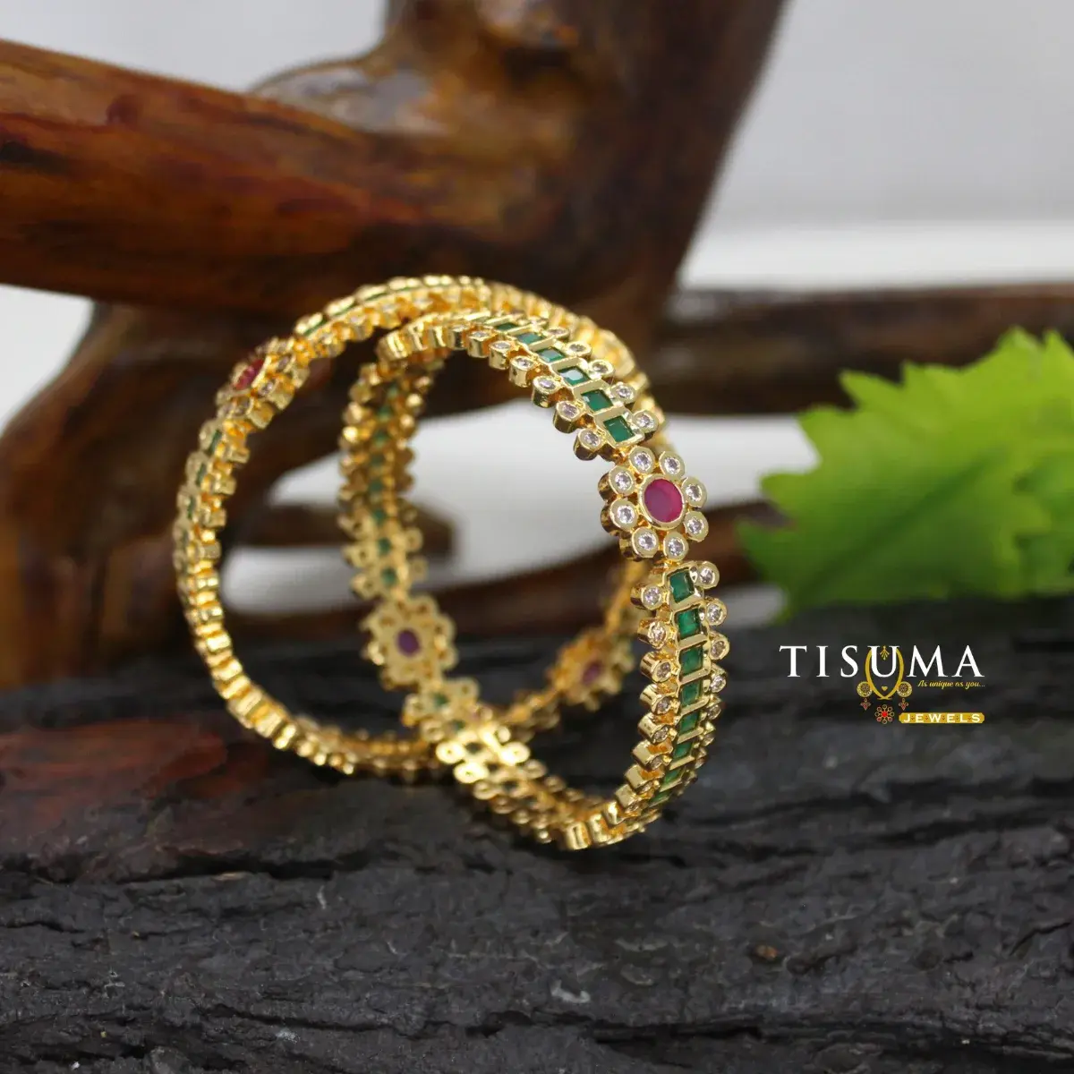 Micro Gold Floral Bangle